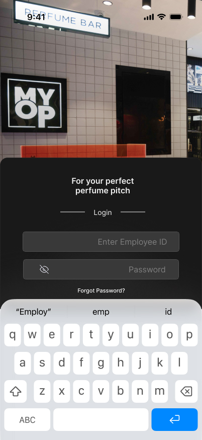 Login screen